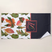Mit Monogramm Herbstbelästigung Blauer Orangenfall Strandtuch (Vorderseite)