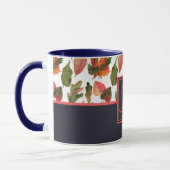 Mit Monogramm Herbstbelästigung Blauer Orangenfall Tasse (Links)