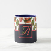 Mit Monogramm Herbstbelästigung Blauer Orangenfall Tasse (Zentrum)
