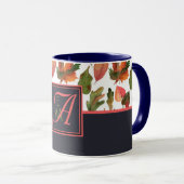 Mit Monogramm Herbstbelästigung Blauer Orangenfall Tasse (VorderseiteRechts)