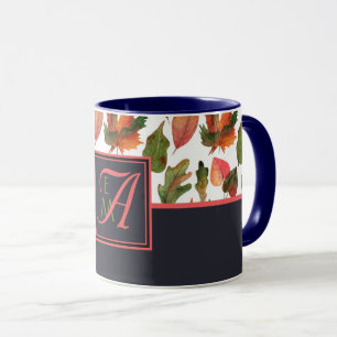 Mit Monogramm Herbstbelästigung Blauer Orangenfall Tasse
