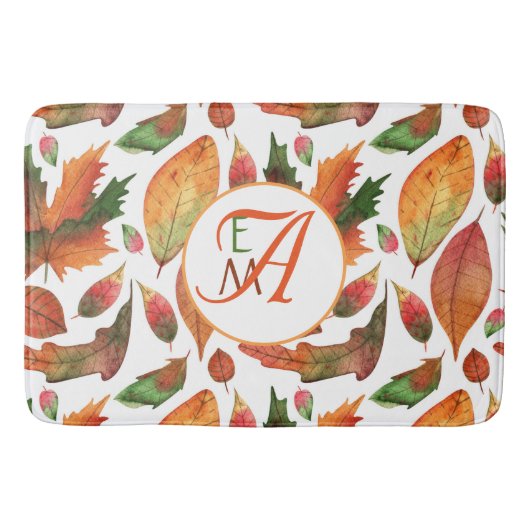 Mit Monogramm Herbstbelästigung Orange Green Decke Badematte (Vorderseite)