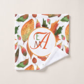 Mit Monogramm Herbstbelästigung Orange Green Decke Badhandtuch Set (Waschlappen)