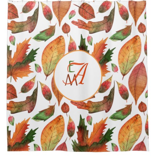 Mit Monogramm Herbstbelästigung Orange Green Decke Duschvorhang (Vorderseite)