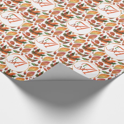 Mit Monogramm Herbstbelästigung Orange Green Decke Geschenkpapier (Ecke)