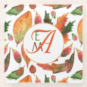 Mit Monogramm Herbstbelästigung Orange Green Decke Glasuntersetzer (Vorderseite)