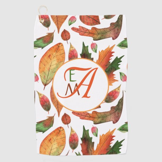 Mit Monogramm Herbstbelästigung Orange Green Decke Golfhandtuch (Vorderseite)