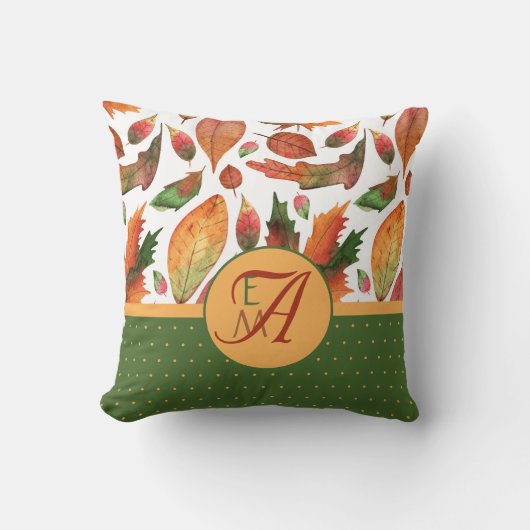 Mit Monogramm Herbstbelästigung Orange Green Decke Kissen (Vorderseite)