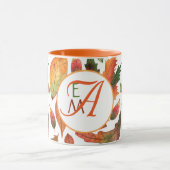 Mit Monogramm Herbstbelästigung Orange Green Decke Tasse (Zentrum)