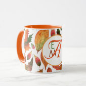 Mit Monogramm Herbstbelästigung Orange Green Decke Tasse (Vorderseite Links)