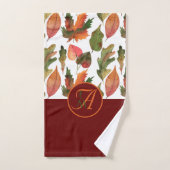 Mit Monogramm Herbstlaub Burgund Herbstdekor Badhandtuch Set (Handtuch)