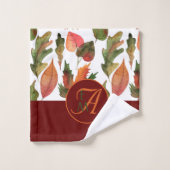 Mit Monogramm Herbstlaub Burgund Herbstdekor Badhandtuch Set (Waschlappen)