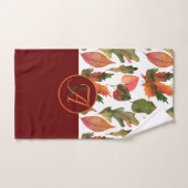 Mit Monogramm Herbstlaub Burgund Herbstdekor Badhandtuch Set (Handtuch)
