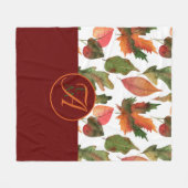 Mit Monogramm Herbstlaub Burgund Herbstdekor Fleecedecke (Vorderseite (Horizontal))
