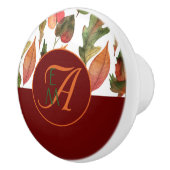 Mit Monogramm Herbstlaub Burgund Herbstdekor Keramikknauf (Rechts)