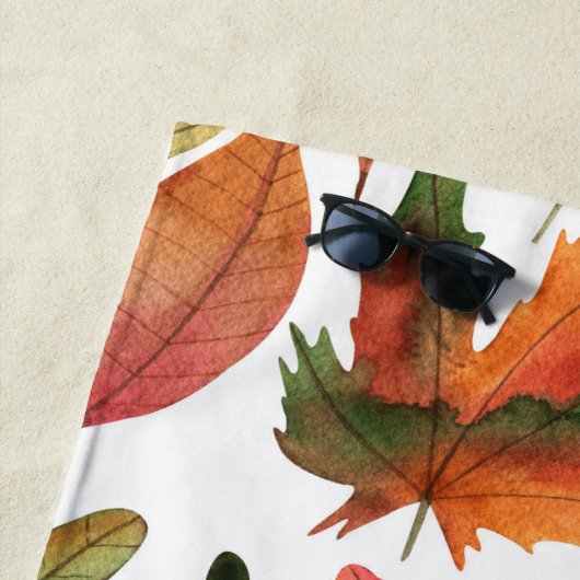 Mit Monogramm Herbstlaub Burgund Herbstdekor Strandtuch (Beispiel)