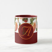 Mit Monogramm Herbstlaub Burgund Herbstdekor Tasse (Zentrum)