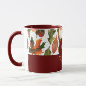 Mit Monogramm Herbstlaub Burgund Herbstdekor Tasse (Links)