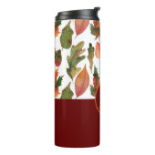 Mit Monogramm Herbstlaub Burgund Herbstdekor Thermosbecher (Nach links gedreht)