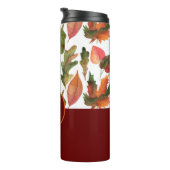Mit Monogramm Herbstlaub Burgund Herbstdekor Thermosbecher (Nach rechts gedreht)
