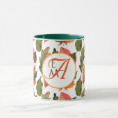 Mit Monogramm Herbstlaub Herbstdekor Orange Green Tasse (Zentrum)