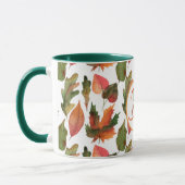 Mit Monogramm Herbstlaub Herbstdekor Orange Green Tasse (Links)