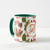 Mit Monogramm Herbstlaub Herbstdekor Orange Green Tasse (Vorderseite Links)