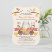 Mit Monogramm Herbstlaub Mason Jar Brautparty Einladung (Stehend Vorderseite)