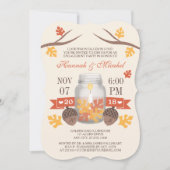 Mit Monogramm Herbstlaub Mason Jar Engagement Einladung (Vorderseite)
