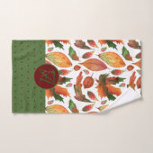 Mit Monogramm Herbstlaub Rote Dekoration im Herbst Badhandtuch Set (Handtuch)