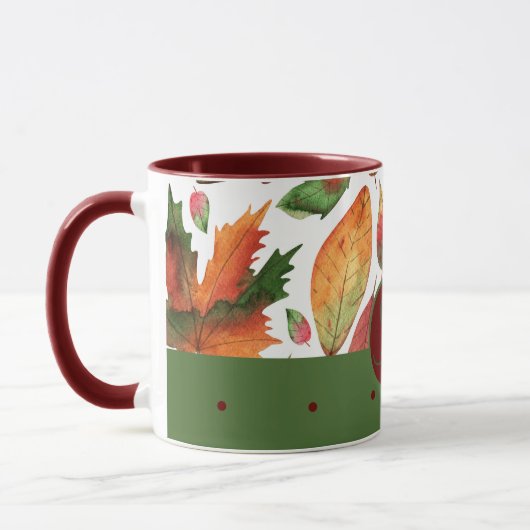 Mit Monogramm Herbstlaub Rote Dekoration im Herbst Tasse (Links)