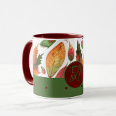 Mit Monogramm Herbstlaub Rote Dekoration im Herbst Tasse (Vorderseite Links)