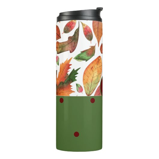 Mit Monogramm Herbstlaub Rote Dekoration im Herbst Thermosbecher (Nach links gedreht)