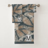 Mit Monogramm Herbstleaves-Muster Badhandtuch Set (Insitu)