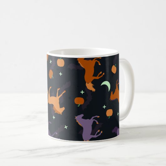 Mit Monogramm Herbstnachtmuster Kaffeetasse (VorderseiteRechts)