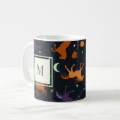 Mit Monogramm Herbstnachtmuster Kaffeetasse (Vorderseite Links)
