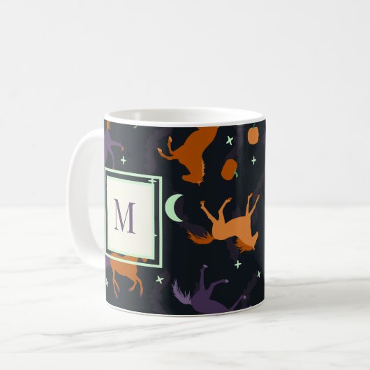 Mit Monogramm Herbstnachtmuster Kaffeetasse (Vorderseite Links)