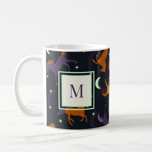 Mit Monogramm Herbstnachtmuster Kaffeetasse (Links)