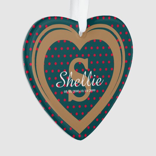 Mit Monogramm Herz Personalisierte Weihnachtsfeier Ornament (Vorderseite)