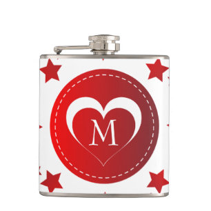 Mit Monogramm Herz und Sterne Flachmann