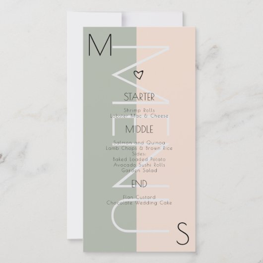 Mit Monogramm Herzhochzeit - Pink-Menü (Vorderseite)