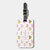 Mit Monogramm Herzmuster Gepäckanhänger (Vorderseite vertikal)