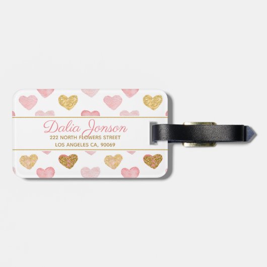 Mit Monogramm Herzmuster Gepäckanhänger (Rückseite horizontal)