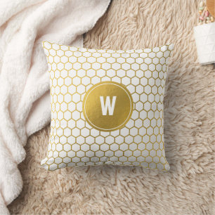 Mit Monogramm Hexagon-Muster Kissen