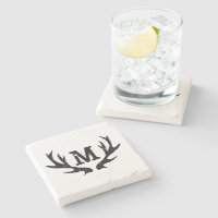 mit Monogramm Hirschantler Marmorstein Untersetzer