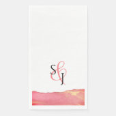 Mit Monogramm Hochzeit der Rosa Koralle Serviette (Vorderseite)