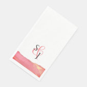 Mit Monogramm Hochzeit der Rosa Koralle Serviette (Ecke)