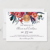 Mit Monogramm Hochzeit der Roten Marine Einladung (Vorderseite)