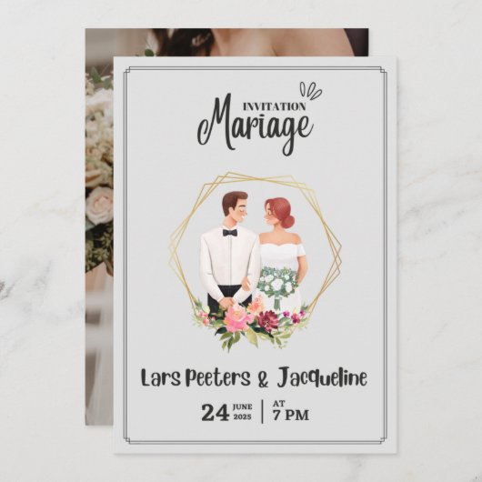 mit Monogramm Hochzeit Einladung (Vorne/Hinten)