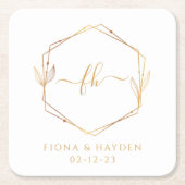 Mit Monogramm Hochzeit Elegante Rechteckiger Pappuntersetzer (Vorderseite)